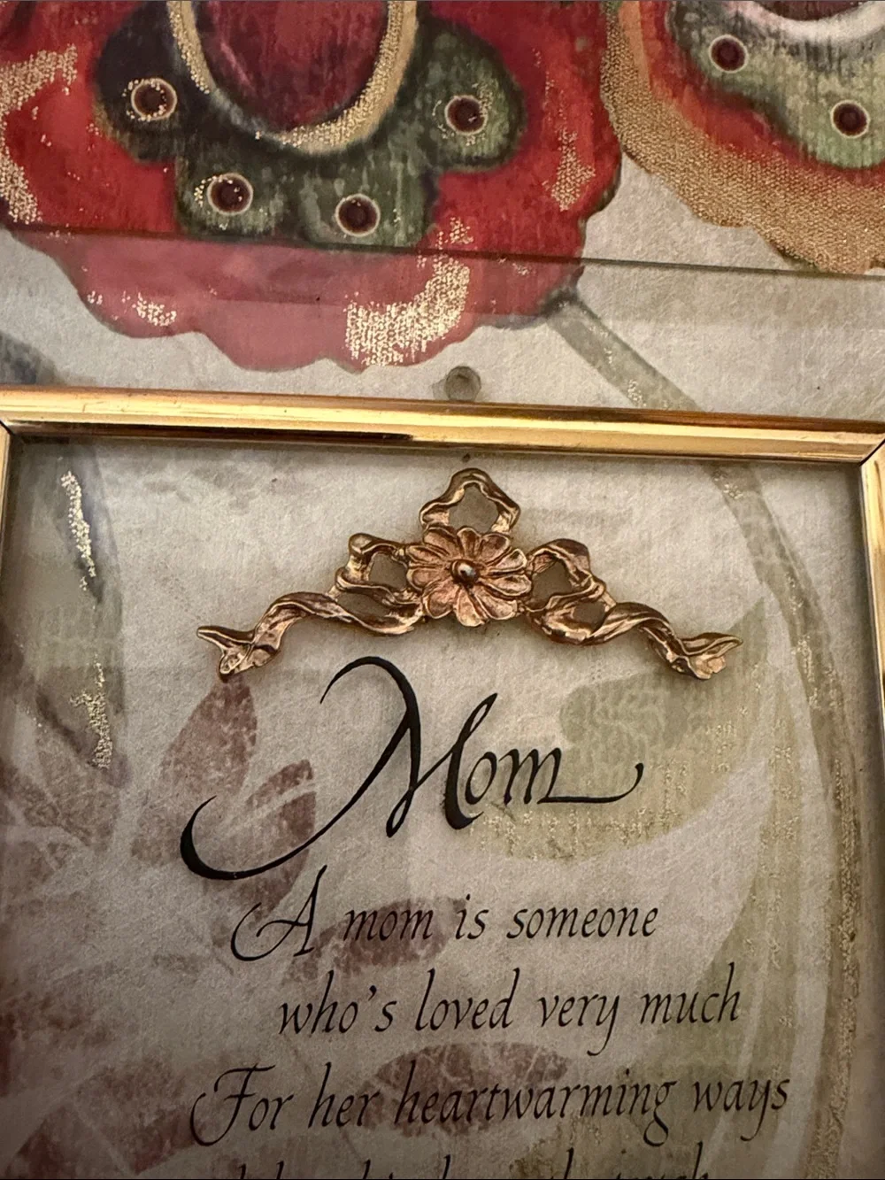 Gold Mom Sentiment Framed Wall Glass Art